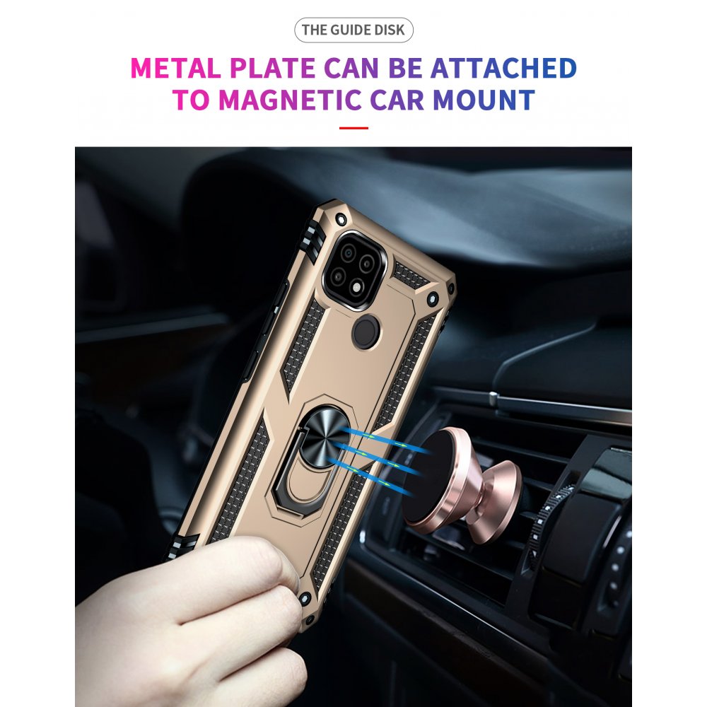 Newface Realme C21 Kılıf Sofya Yüzüklü Silikon Kapak - Gold