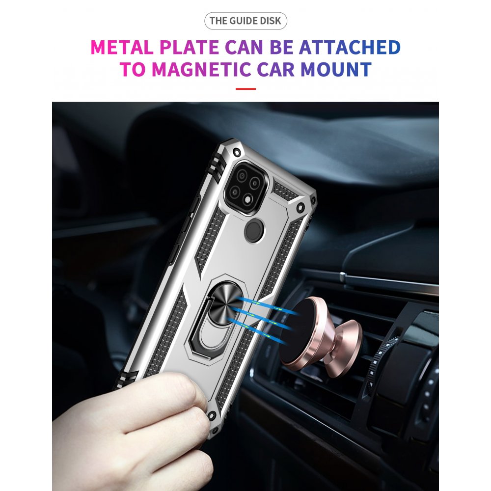 Newface Realme C21 Kılıf Sofya Yüzüklü Silikon Kapak - Gümüş
