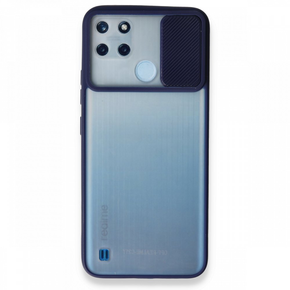 Newface Realme C21Y Kılıf Palm Buzlu Kamera Sürgülü Silikon - Lacivert