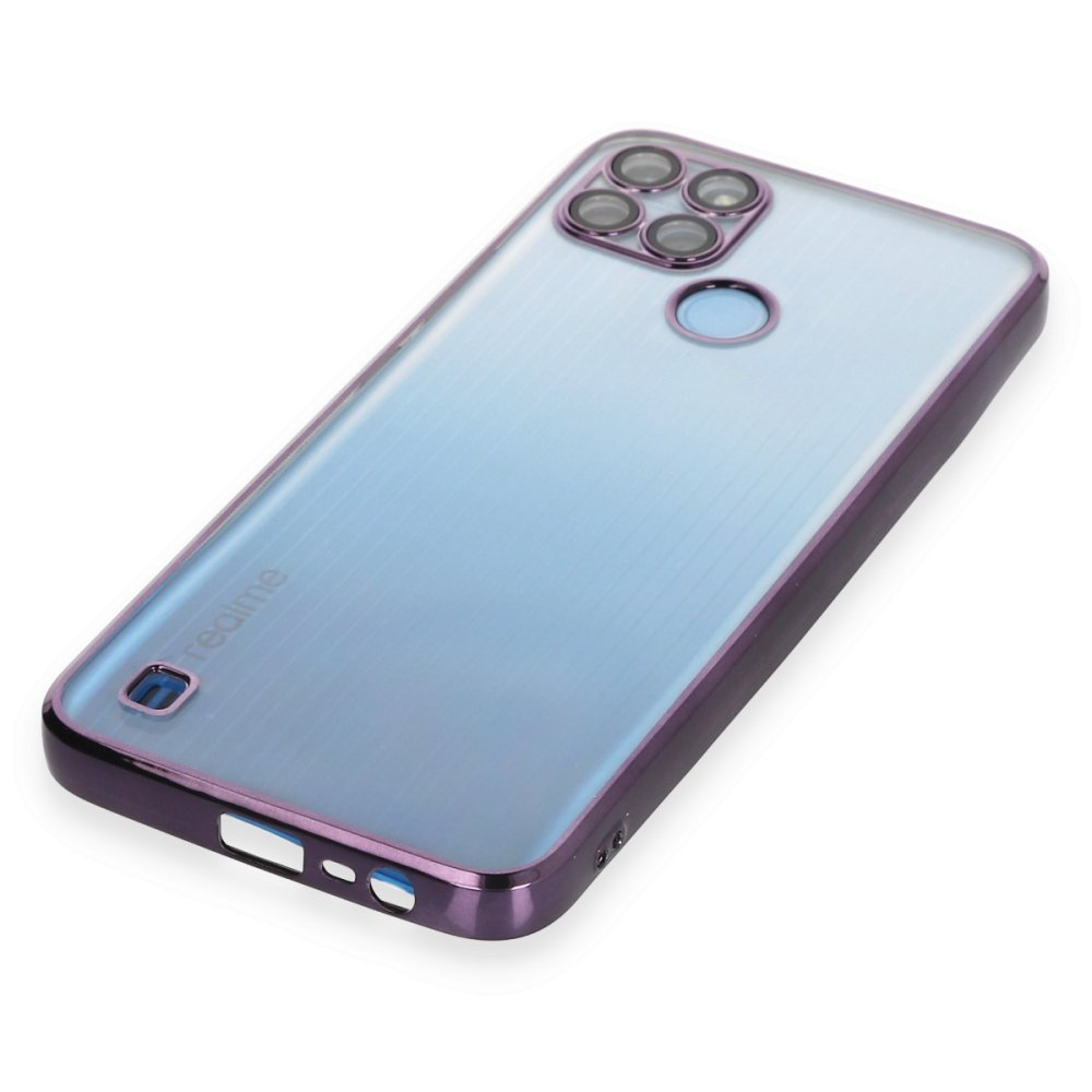 Newface Realme C21Y Kılıf Razer Lensli Silikon - Mor