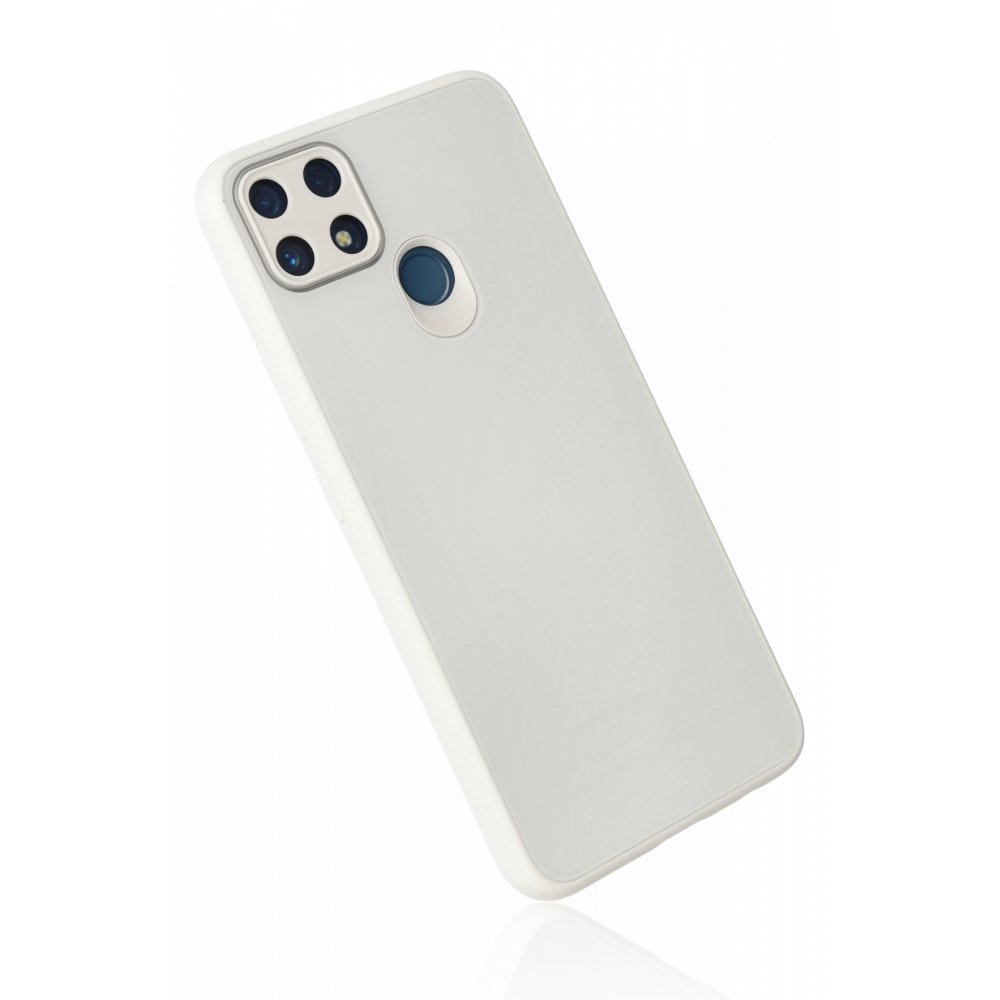Newface Realme C25s Kılıf Glass Kapak - Beyaz