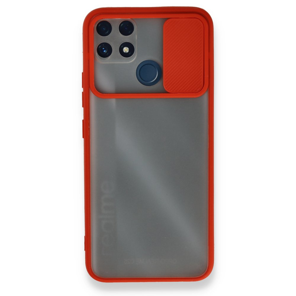 Newface Realme C25 Kılıf Palm Buzlu Kamera Sürgülü Silikon - Kırmızı