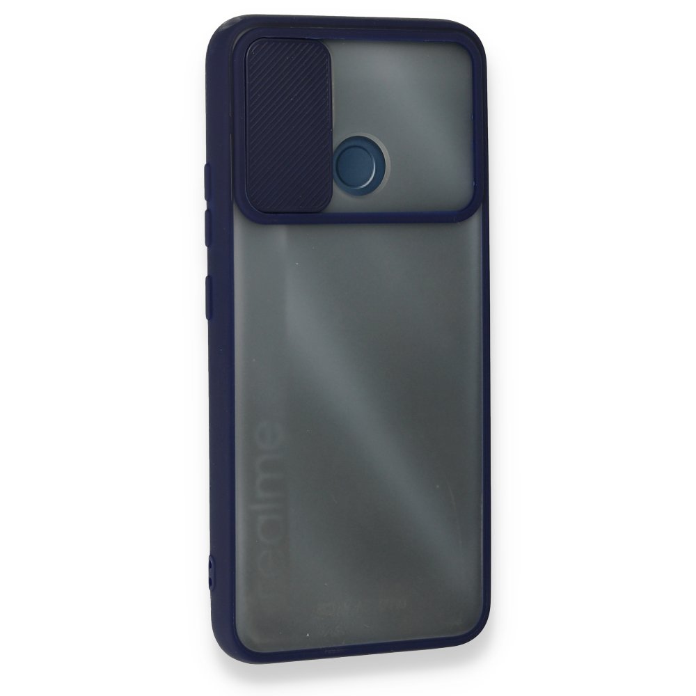 Newface Realme C25s Kılıf Palm Buzlu Kamera Sürgülü Silikon - Lacivert