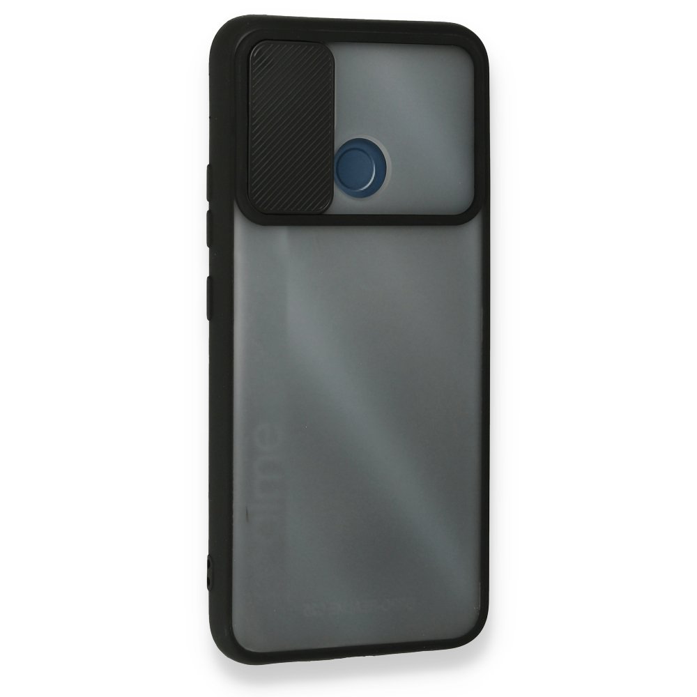Newface Realme C25 Kılıf Palm Buzlu Kamera Sürgülü Silikon - Siyah