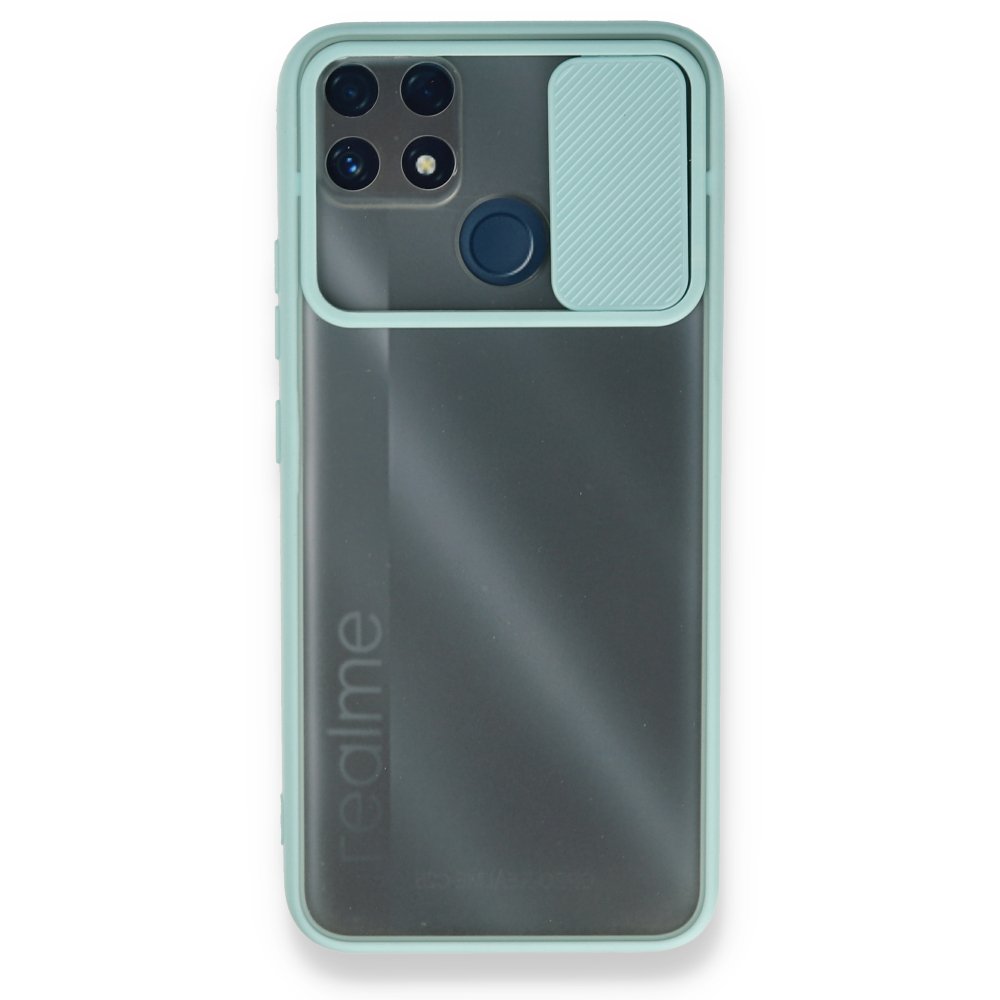 Newface Realme C25 Kılıf Palm Buzlu Kamera Sürgülü Silikon - Turkuaz