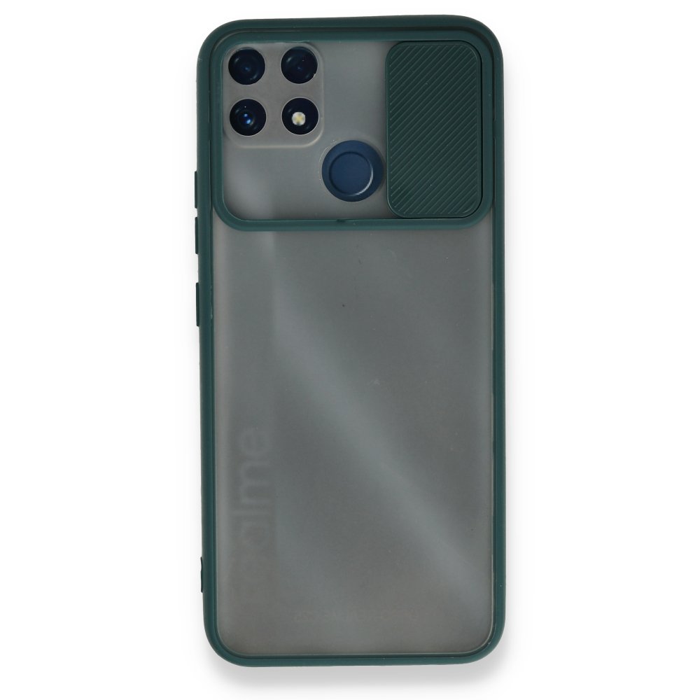 Newface Realme C25s Kılıf Palm Buzlu Kamera Sürgülü Silikon - Yeşil
