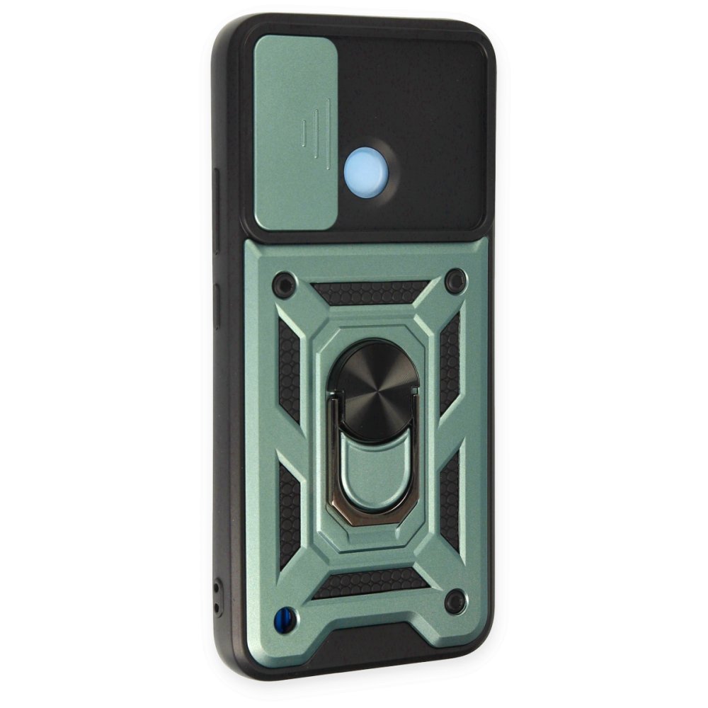 Newface Realme C25Y Kılıf Pars Lens Yüzüklü Silikon - Yeşil