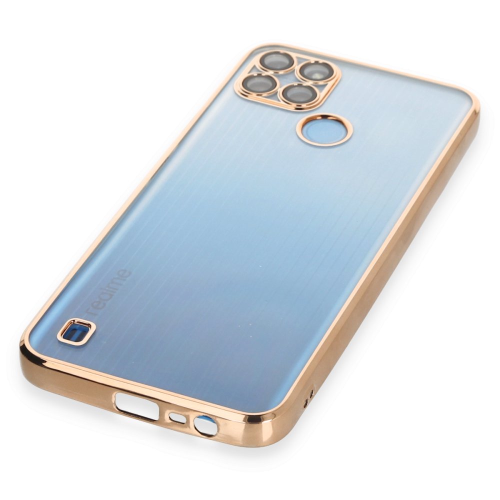 Newface Realme C25Y Kılıf Razer Lensli Silikon - Gold