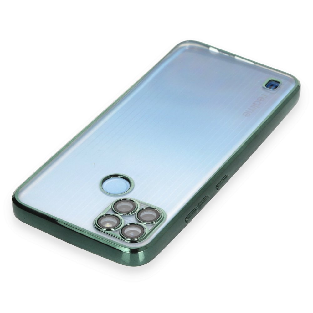 Newface Realme C25Y Kılıf Razer Lensli Silikon - Yeşil