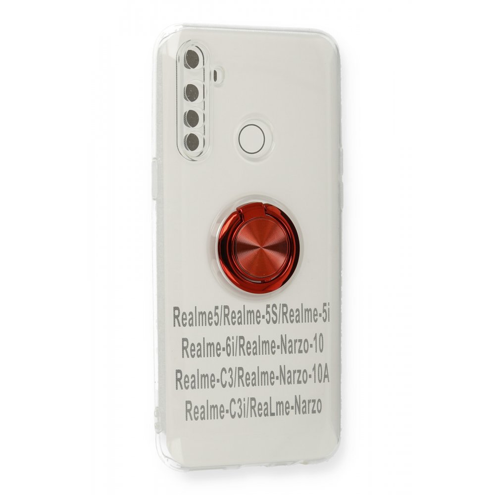 Newface Realme C3 Kılıf Gros Yüzüklü Silikon - Kırmızı