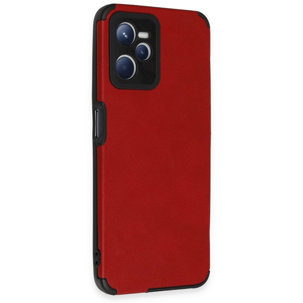 Newface Realme C35 Kılıf Loop Deri Silikon - Kırmızı