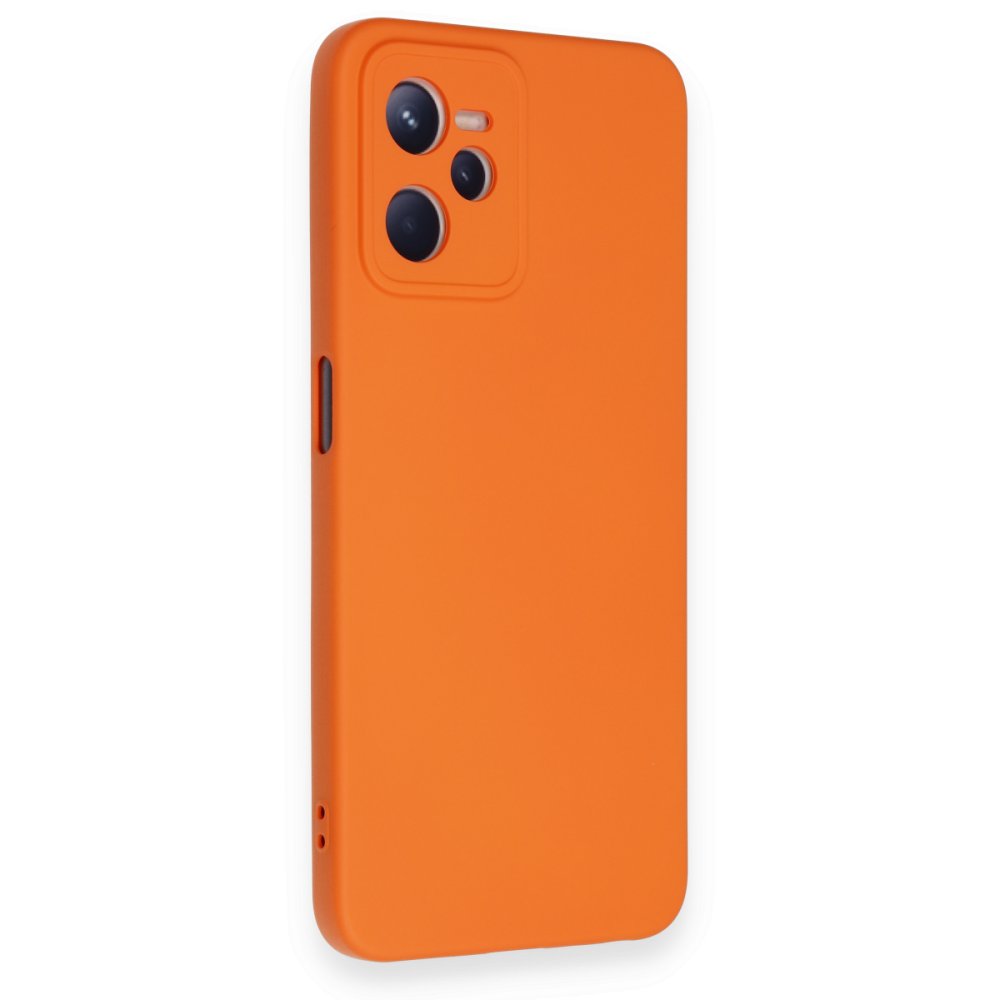 Newface Realme C35 Kılıf Nano içi Kadife Silikon - Turuncu