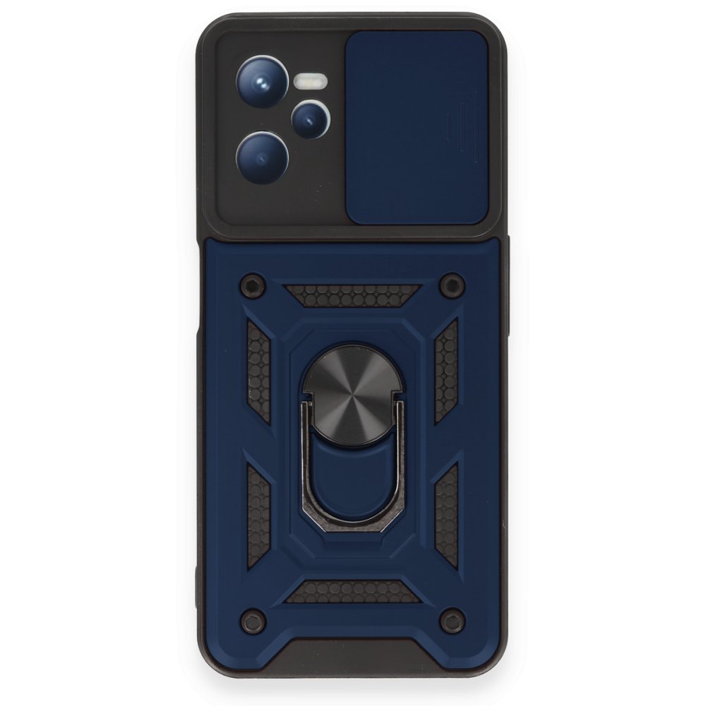 Newface Realme C35 Kılıf Pars Lens Yüzüklü Silikon - Lacivert