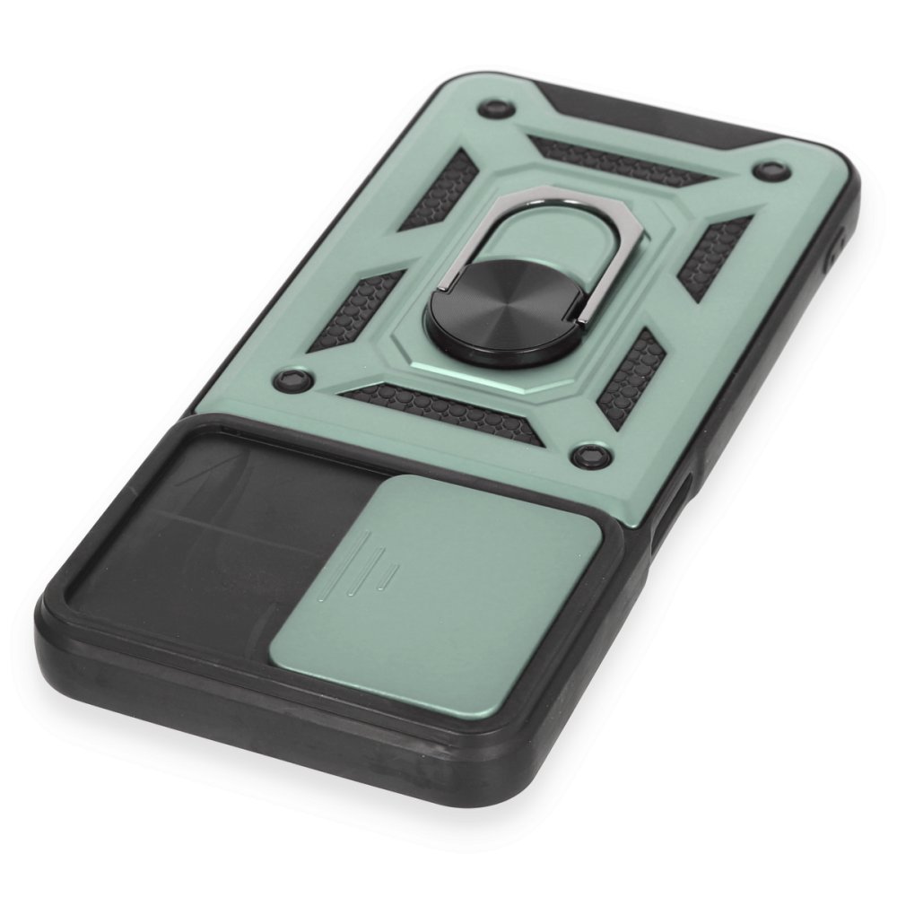 Newface Realme C35 Kılıf Pars Lens Yüzüklü Silikon - Yeşil