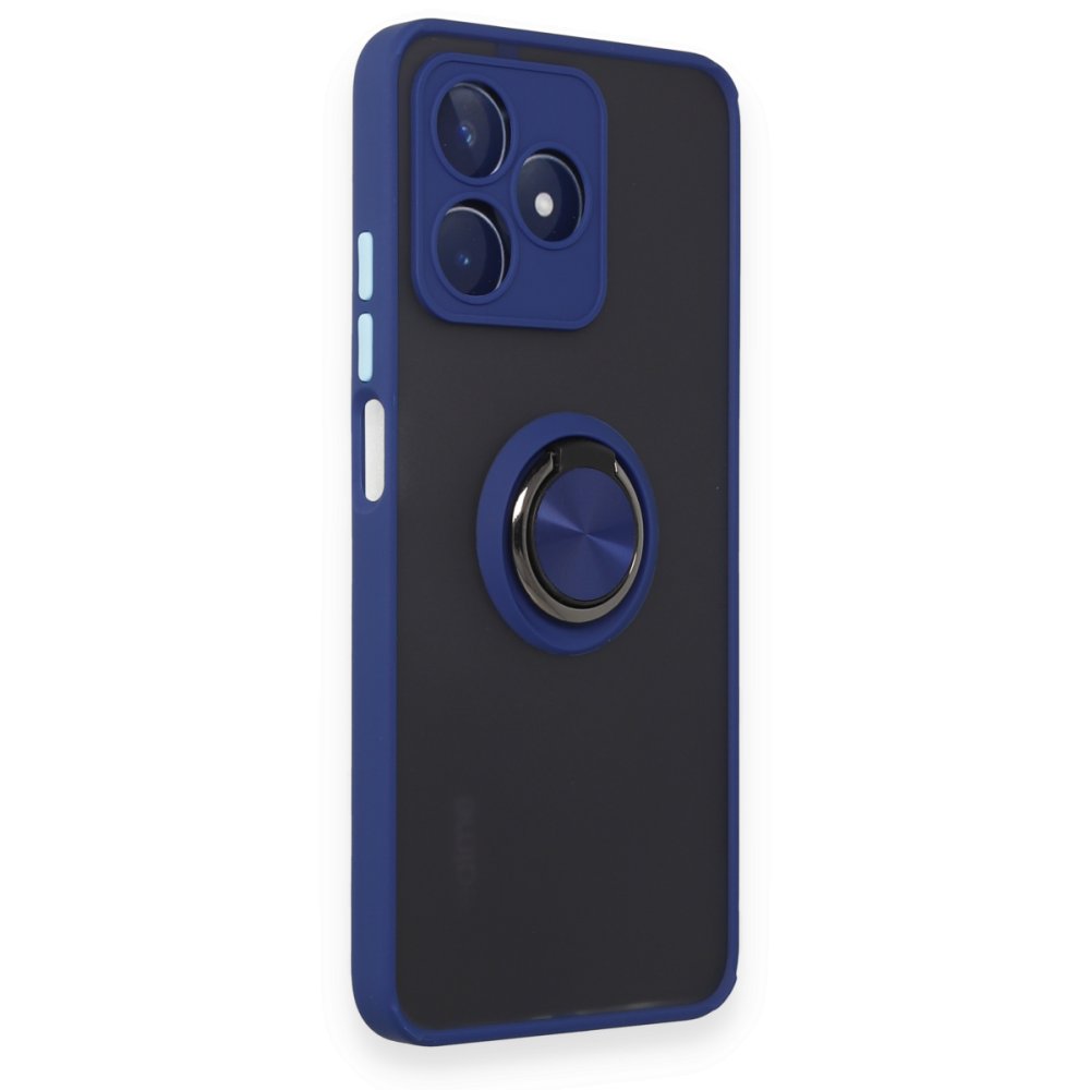 Newface Realme C53 Kılıf Montreal Yüzüklü Silikon Kapak - Lacivert