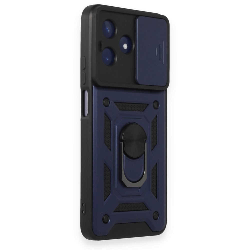 Newface Realme C53 Kılıf Pars Lens Yüzüklü Silikon - Lacivert