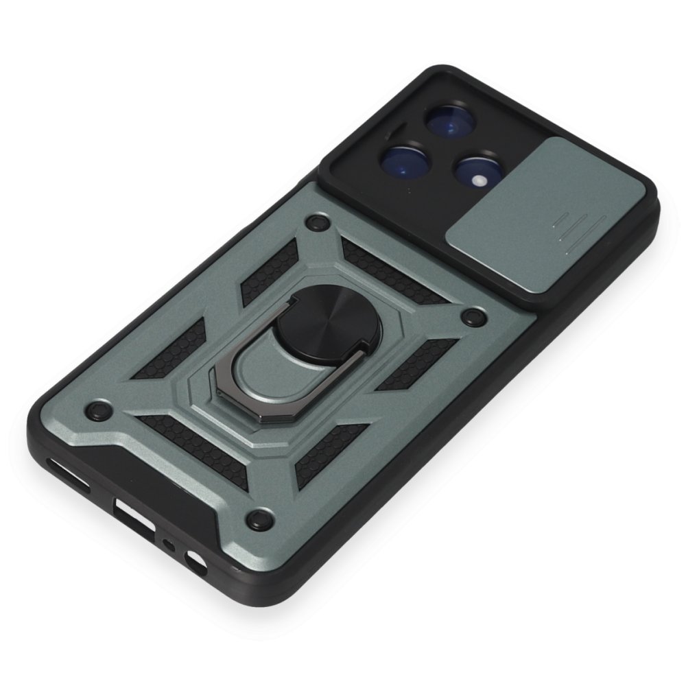 Newface Realme C53 Kılıf Pars Lens Yüzüklü Silikon - Yeşil