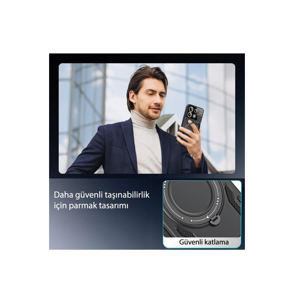 Newface Realme C55 Kılıf Joy Lens Standlı Kapak - Koyu Yeşil