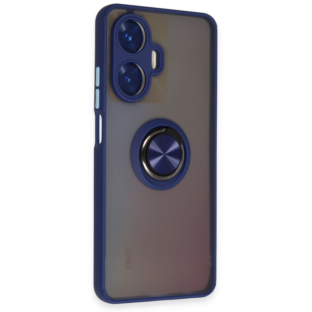 Newface Realme C55 Kılıf Montreal Yüzüklü Silikon Kapak - Lacivert