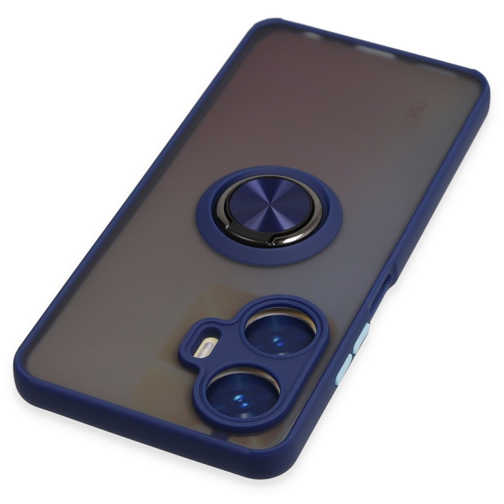 Newface Realme C55 Kılıf Montreal Yüzüklü Silikon Kapak - Lacivert