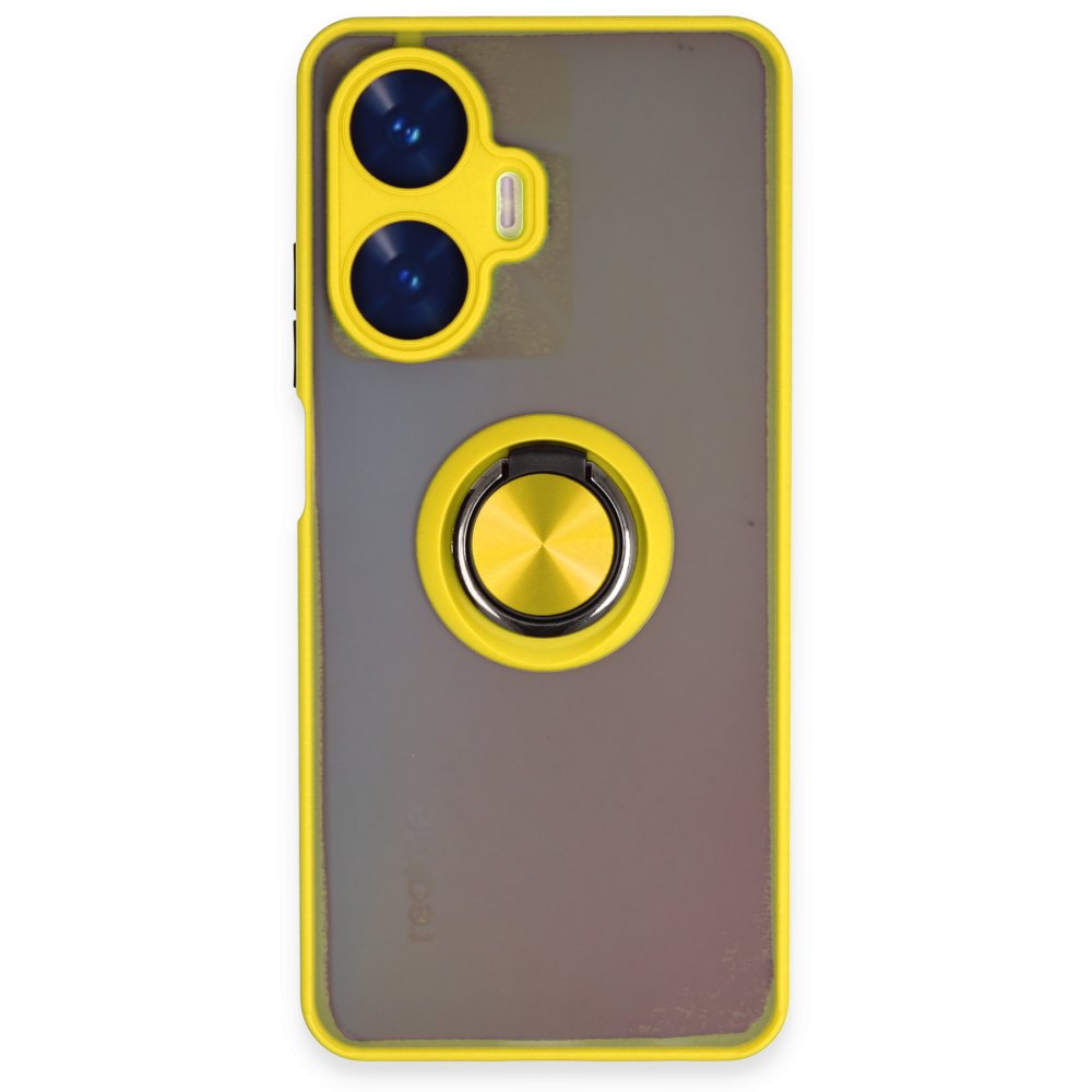 Newface Realme C55 Kılıf Montreal Yüzüklü Silikon Kapak - Sarı