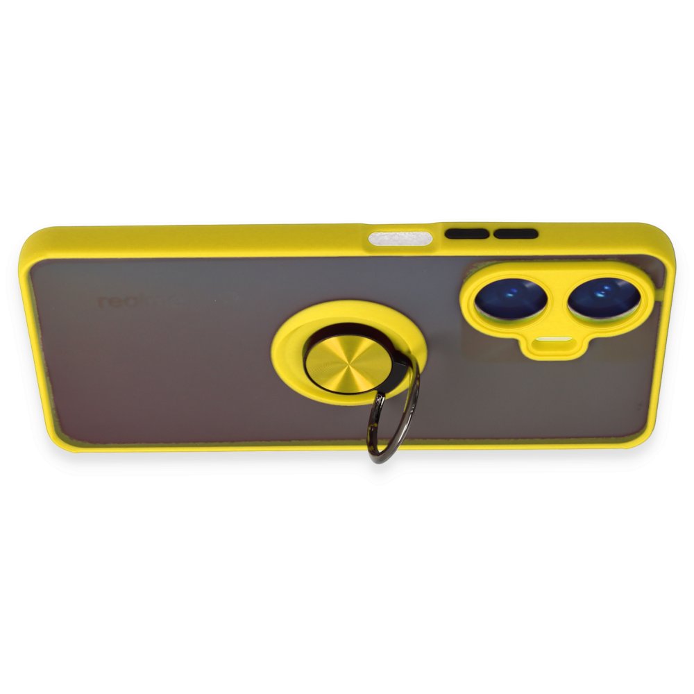 Newface Realme C55 Kılıf Montreal Yüzüklü Silikon Kapak - Sarı