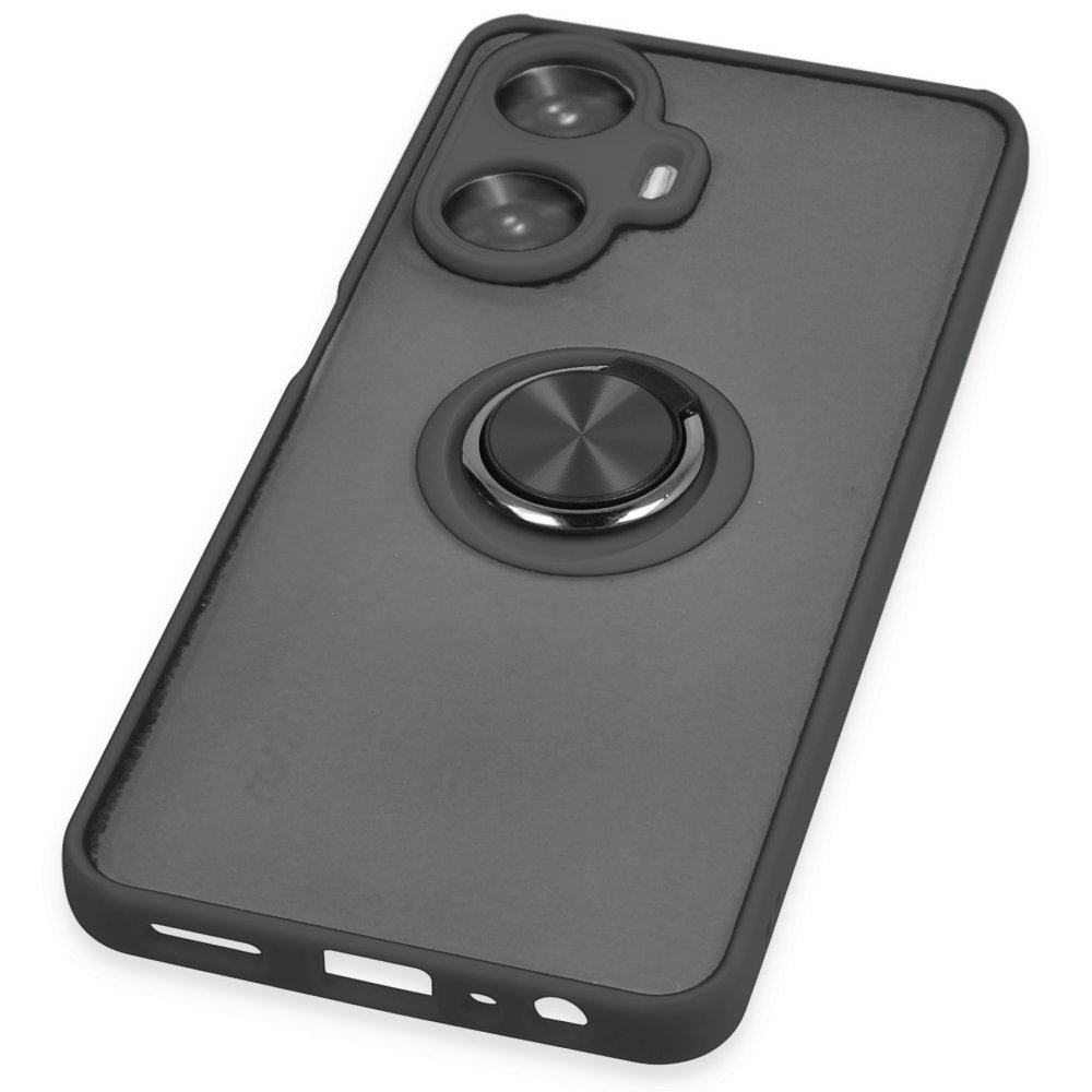Newface Realme C55 Kılıf Montreal Yüzüklü Silikon Kapak - Siyah