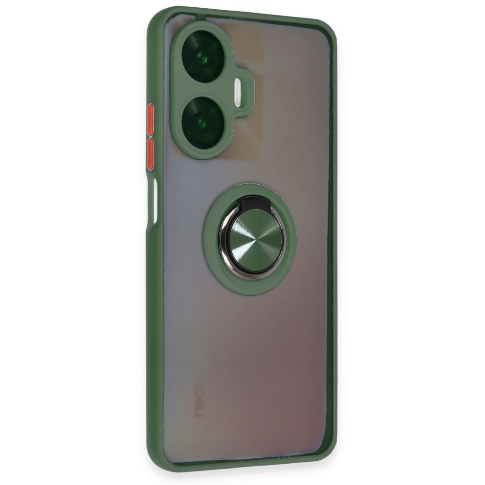 Newface Realme C55 Kılıf Montreal Yüzüklü Silikon Kapak - Yeşil