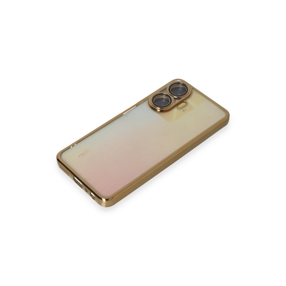 Newface Realme C55 Kılıf Razer Lensli Silikon - Gold