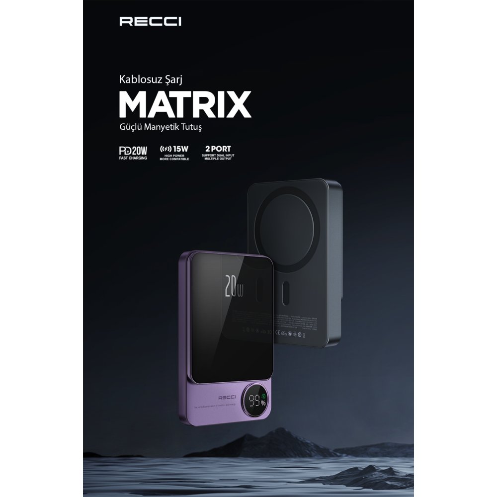 Newface RPB-W15 5.000 mAh Magneticsafe Powerbank - Mor