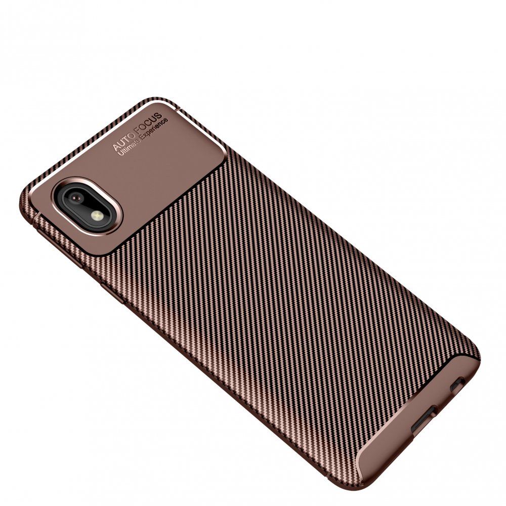 Newface Samsung Galaxy A01 Core Kılıf Auto Focus Karbon Kapak - Kahverengi