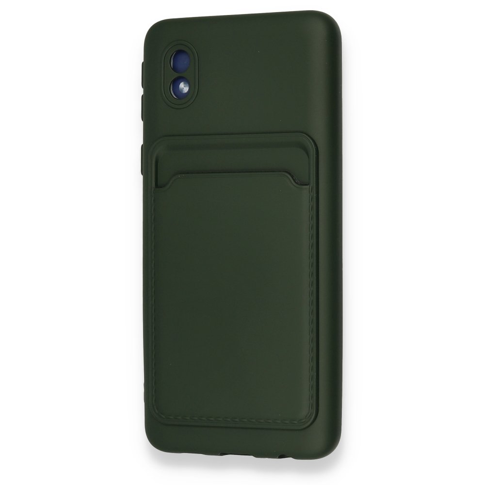 Newface Samsung Galaxy A01 Core Kılıf Kelvin Kartvizitli Silikon - Koyu Yeşil
