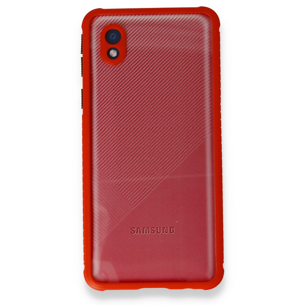Newface Samsung Galaxy A01 Core Kılıf Miami Şeffaf Silikon - Kırmızı