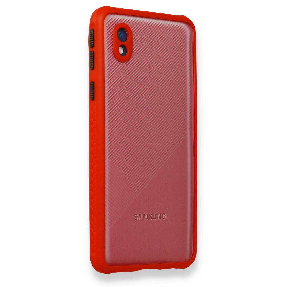 Newface Samsung Galaxy A01 Core Kılıf Miami Şeffaf Silikon  - Kırmızı
