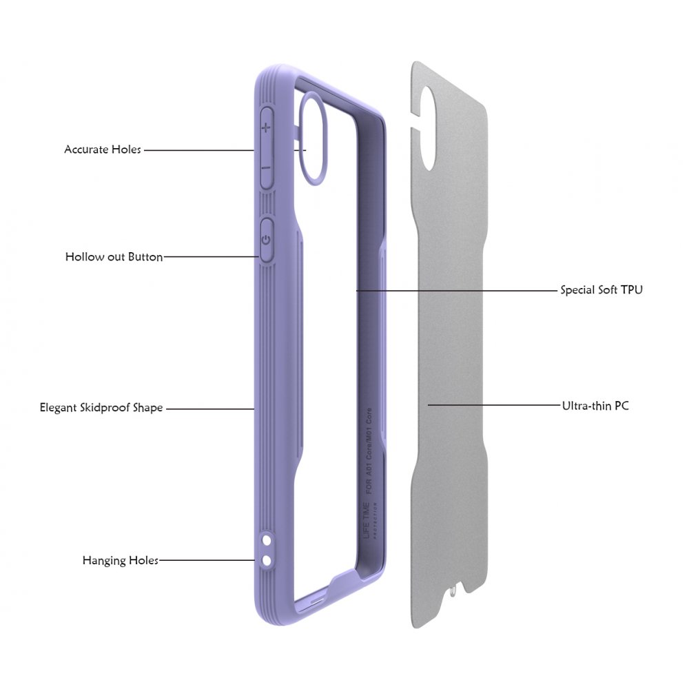 Newface Samsung Galaxy A01 Core Kılıf Platin Silikon - Siyah