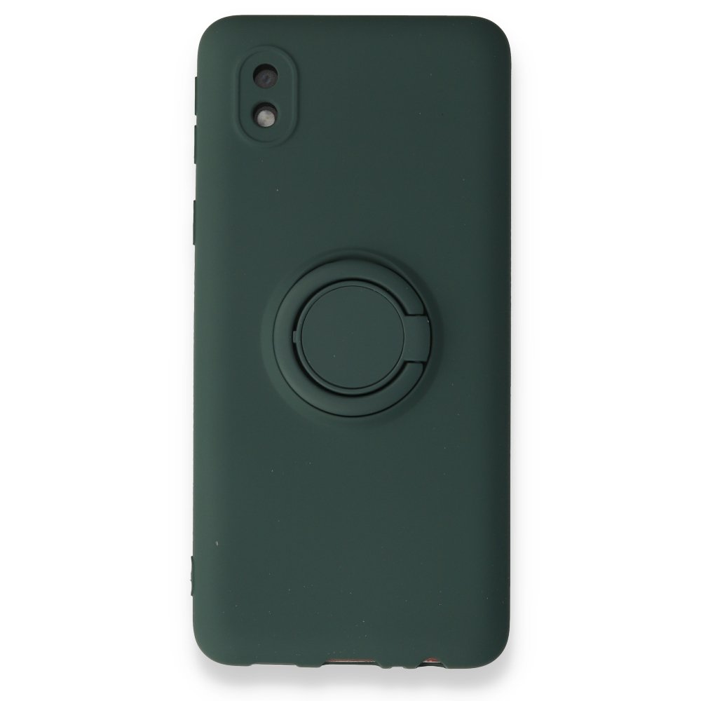 Newface Samsung Galaxy A01 Core Kılıf Viktor Yüzüklü Silikon - Koyu Yeşil