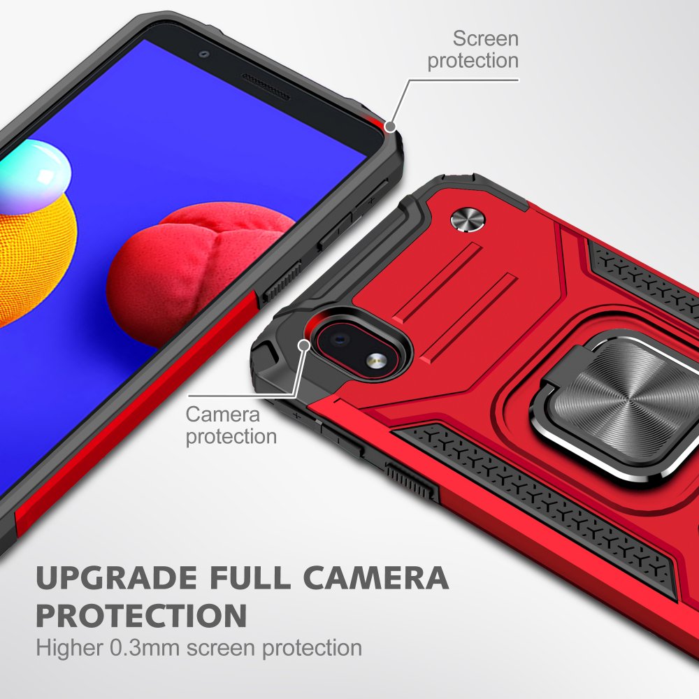 Newface Samsung Galaxy A01 Core Kılıf Zegna Yüzüklü Silikon Kapak - Kırmızı