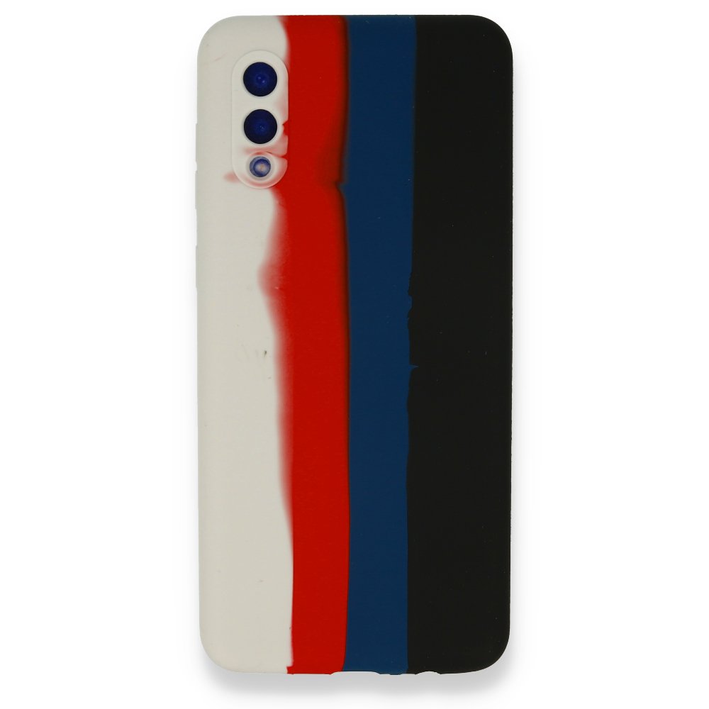 Newface Samsung Galaxy A02 Kılıf Ebruli Lansman Silikon - Beyaz-Siyah