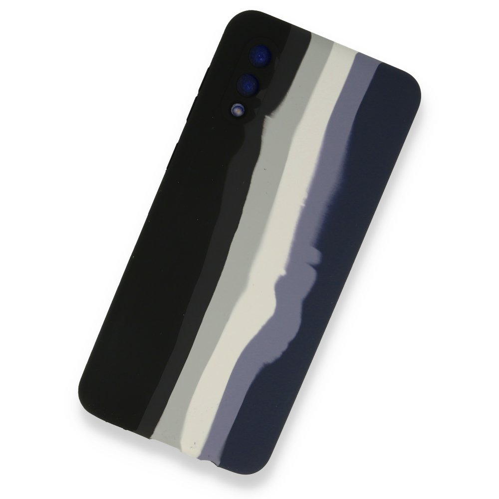 Newface Samsung Galaxy A02 Kılıf Ebruli Lansman Silikon - Siyah-Lacivert