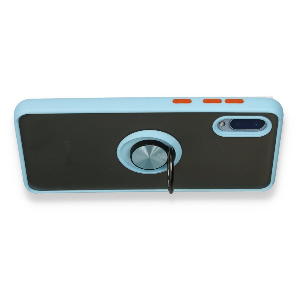 Newface Samsung Galaxy A02 Kılıf Montreal Yüzüklü Silikon Kapak - Buz Mavi