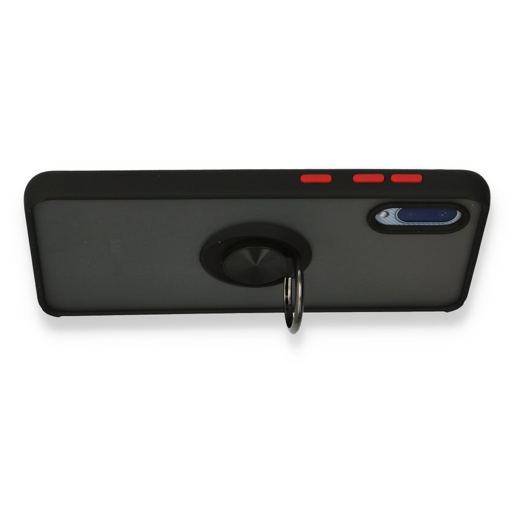 Newface Samsung Galaxy A02 Kılıf Montreal Yüzüklü Silikon Kapak - Siyah