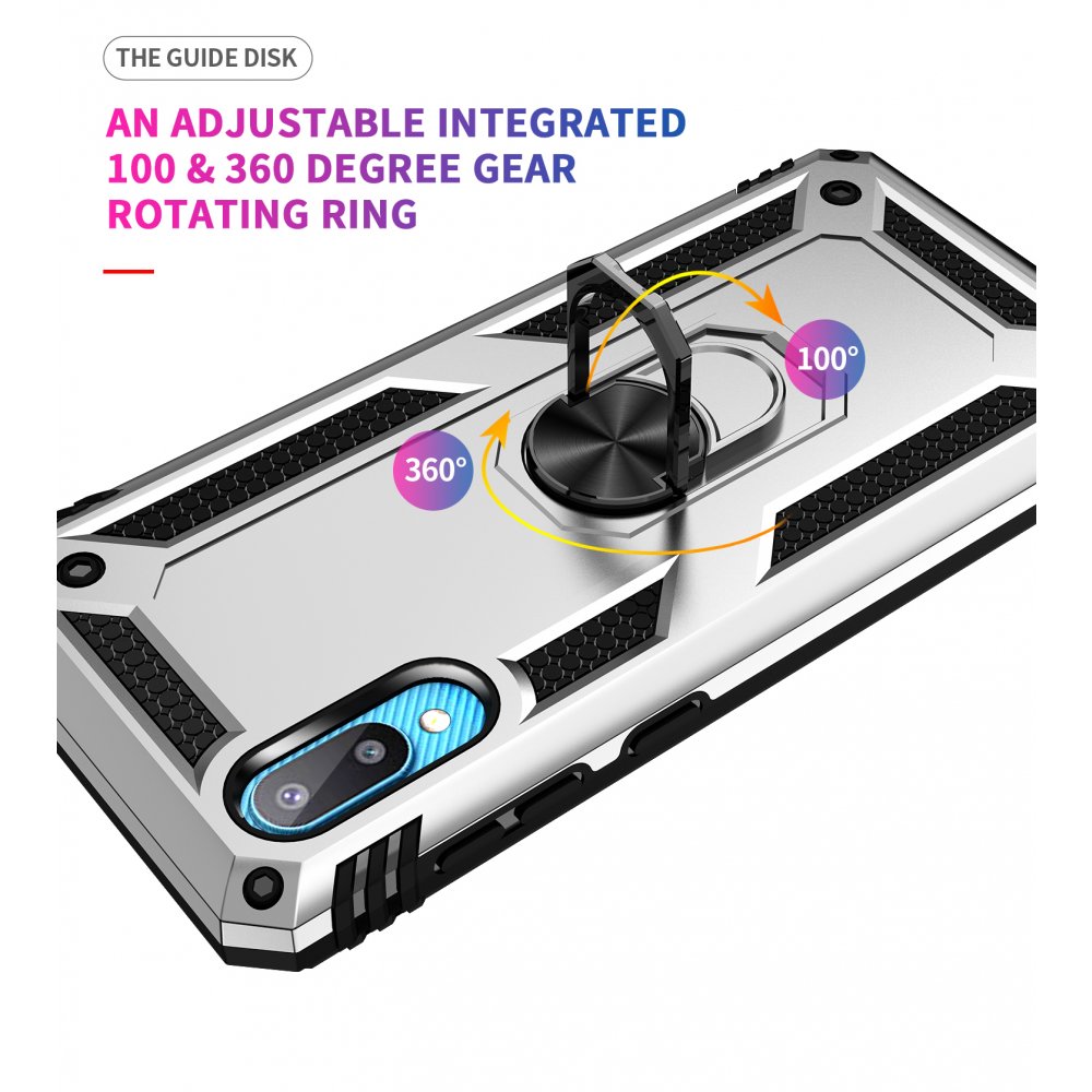 Newface Samsung Galaxy A02 Kılıf Sofya Yüzüklü Silikon Kapak - Gümüş