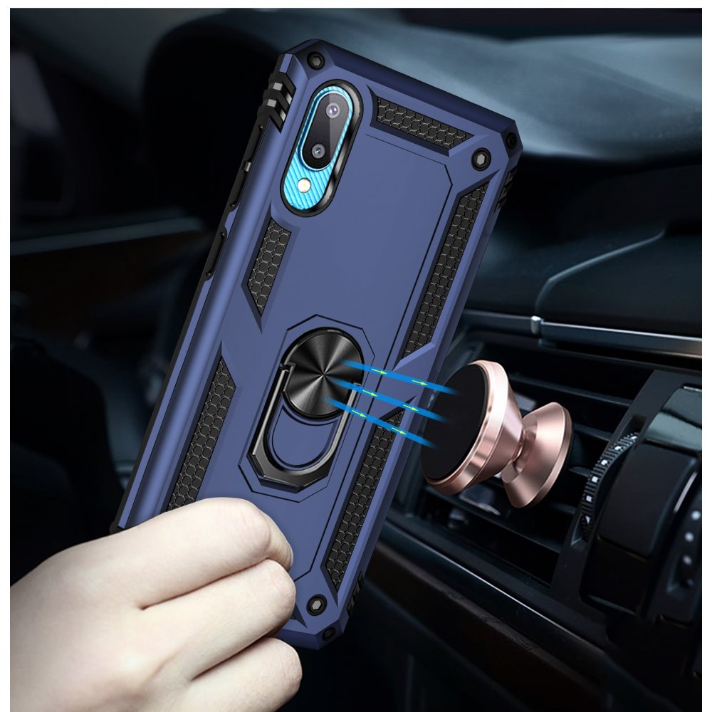 Newface Samsung Galaxy A02 Kılıf Sofya Yüzüklü Silikon Kapak - Lacivert