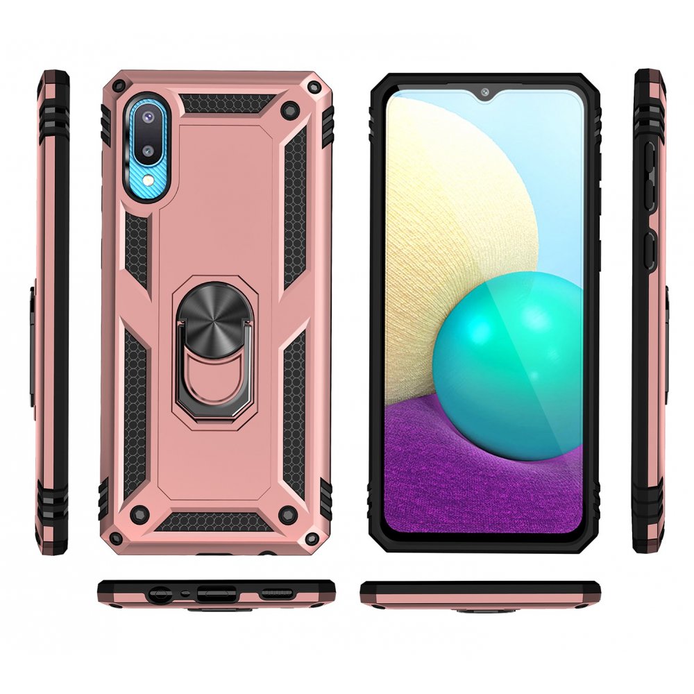 Newface Samsung Galaxy A02 Kılıf Sofya Yüzüklü Silikon Kapak - Rose