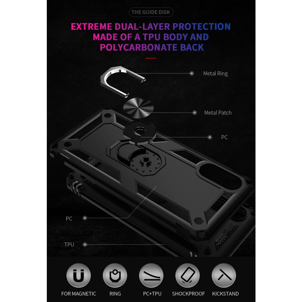 Newface Samsung Galaxy A02 Kılıf Sofya Yüzüklü Silikon Kapak - Siyah