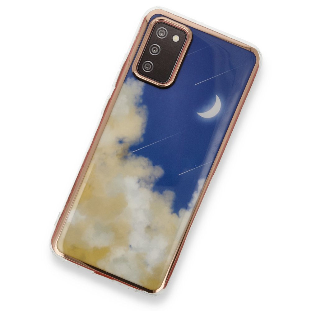 Newface Samsung Galaxy A02S Kılıf Çiçekli Silikon - Lacivert