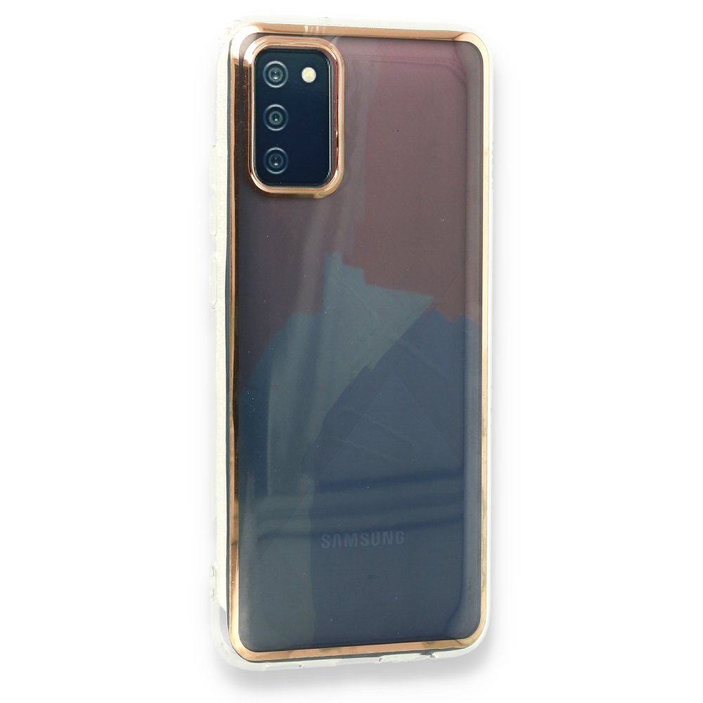 Newface Samsung Galaxy A02S Kılıf Çiçekli Silikon - Pembe-Mavi