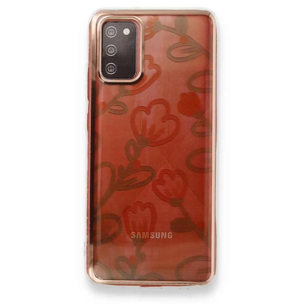 Newface Samsung Galaxy A02S Kılıf Çiçekli Silikon - Sarı