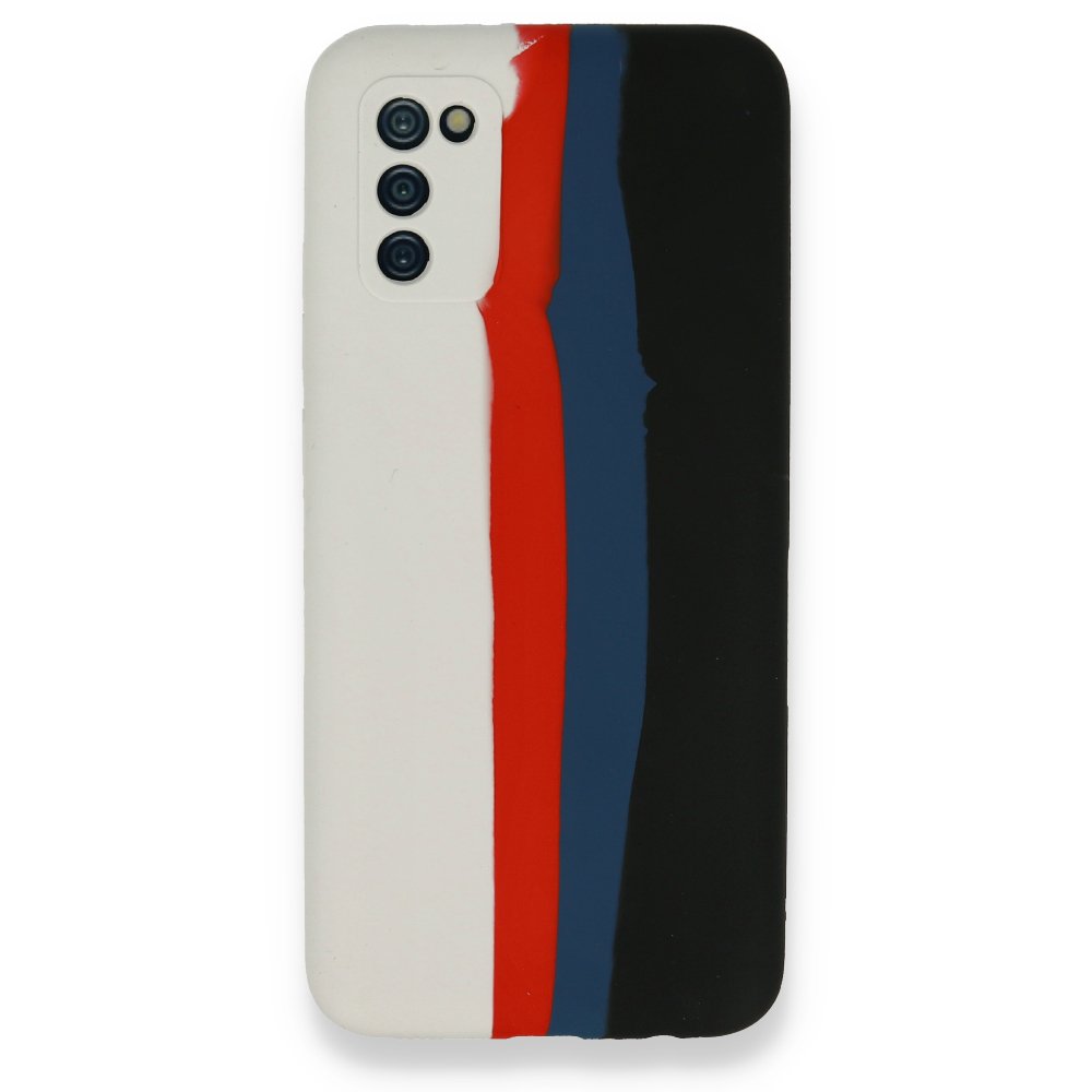 Newface Samsung Galaxy A02S Kılıf Ebruli Lansman Silikon - Beyaz-Siyah