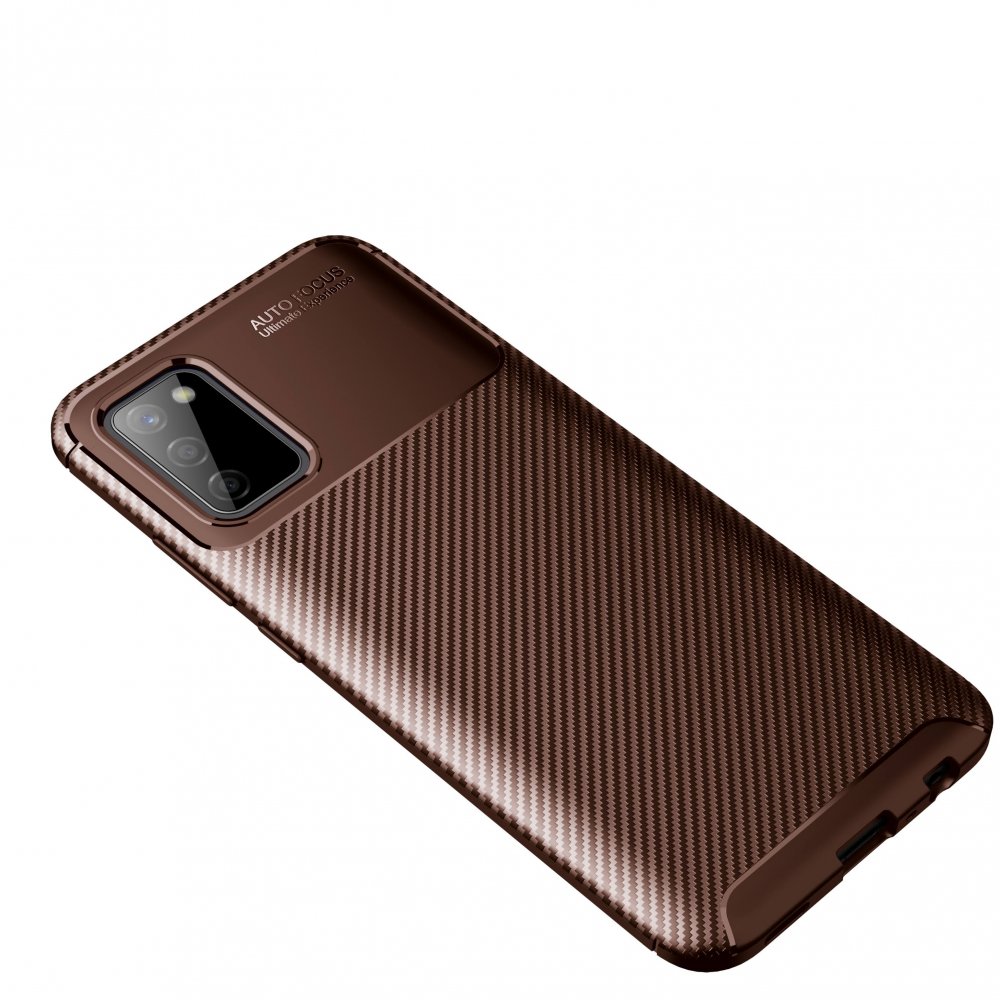 Newface Samsung Galaxy A03S Kılıf Focus Karbon Silikon - Kahverengi